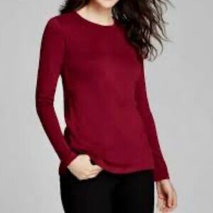 Liz Claiborne Shirt Womens XL Long Sleeve Cranberry/Burgundy Minimalist Layer